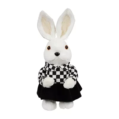 Northlight 10" Girl Rabbit In Checkered Dress Easter Figurine