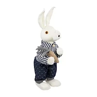 Northlight 19" Navy Blue Standing Boy Bunny With Carrot Easter Figurine