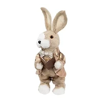 Northlight 12" Beige Boy Rabbit With Plaid Jacket Easter Figurine