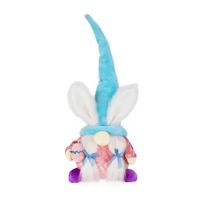 Northlight 18" Blue And Pink Girl Gnome Girl With Bunny Ears Easter Gnome