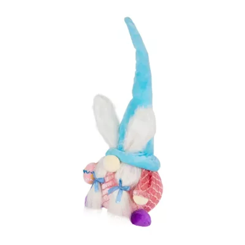 Northlight 18" Blue And Pink Girl Gnome Girl With Bunny Ears Easter Gnome