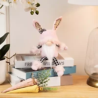 Northlight 12" Pink Bunny Ears Sitting With Dangling Legs Easter Gnome