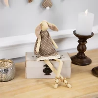 Northlight 12" Beige And Brown Long Legged Sitting Ballerina Girl Bunny Easter Figurine