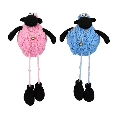 Northlight 13" Pink And Blue Boy And Girl Plush Lamb Sitting Easter Figurine