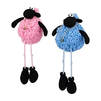 Northlight 13" Pink And Blue Boy And Girl Plush Lamb Sitting Easter Figurine