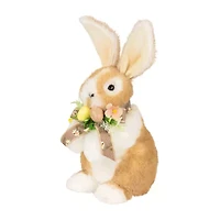 Northlight 10" Plush Rabbit With Floral Bow Easter Figurine