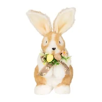 Northlight 10" Plush Rabbit With Floral Bow Easter Figurine