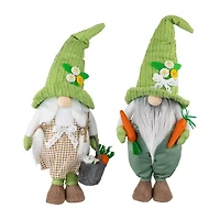 Northlight 15" Green And White Gardening Gnomes Easter Gnome