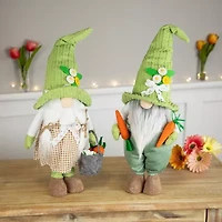 Northlight 15" Green And White Gardening Gnomes Easter Gnome