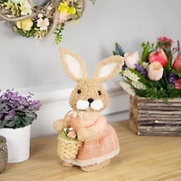 Northlight 10" Plush Girl Rabbit With Easter Basket