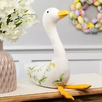 Northlight 16" Plush Floral Goose Easter Tabletop Decor