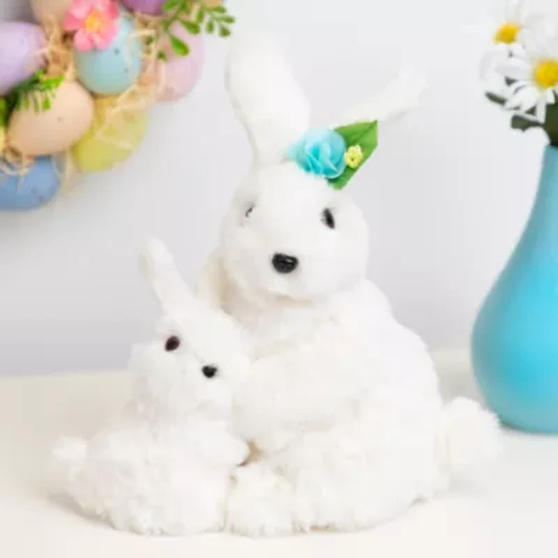 Northlight 10" Plush Mother And Baby Bunny Rabbit Spring Easter Tabletop Decor