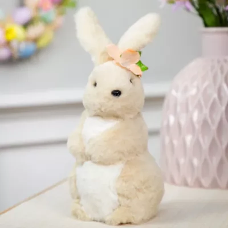 Northlight 12" Plush Standing Bunny Rabbit Girl Spring Easter Tabletop Decor