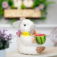 Northlight 7" Sisal Piglet With Floral Lei And Watermelon Easter Tabletop Decor