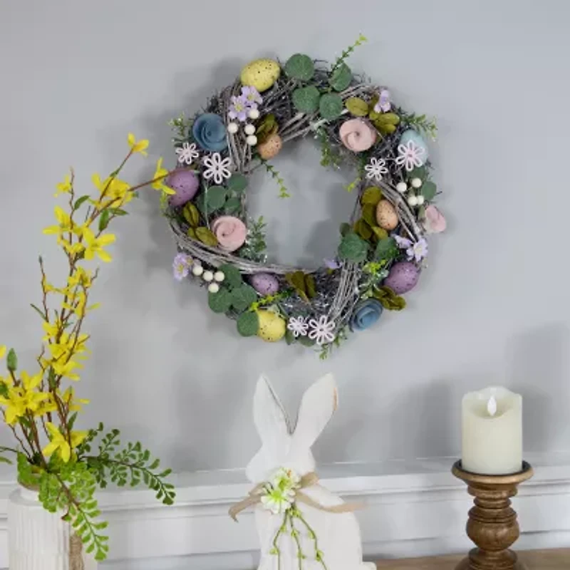 Northlight 13" Speckled Eggs And Flowers Wreath