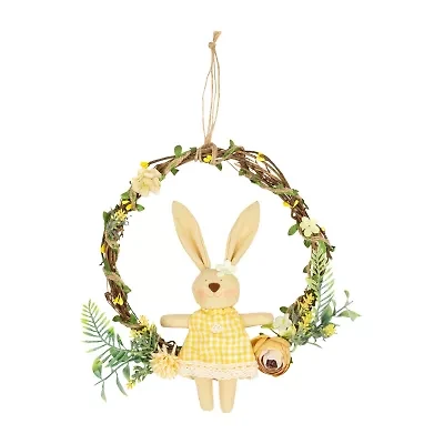 Northlight 10" Bunny With Flowers Artificial Twig Wreath