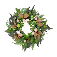 Northlight 22" Egg And Burlap Ribbon Mixed Foliage Twig Wreath
