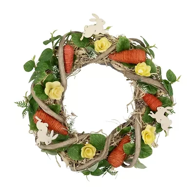 Northlight 12" Bunnies And Carrots Artificial Twig Wreath