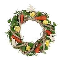Northlight 12" Bunnies And Carrots Artificial Twig Wreath