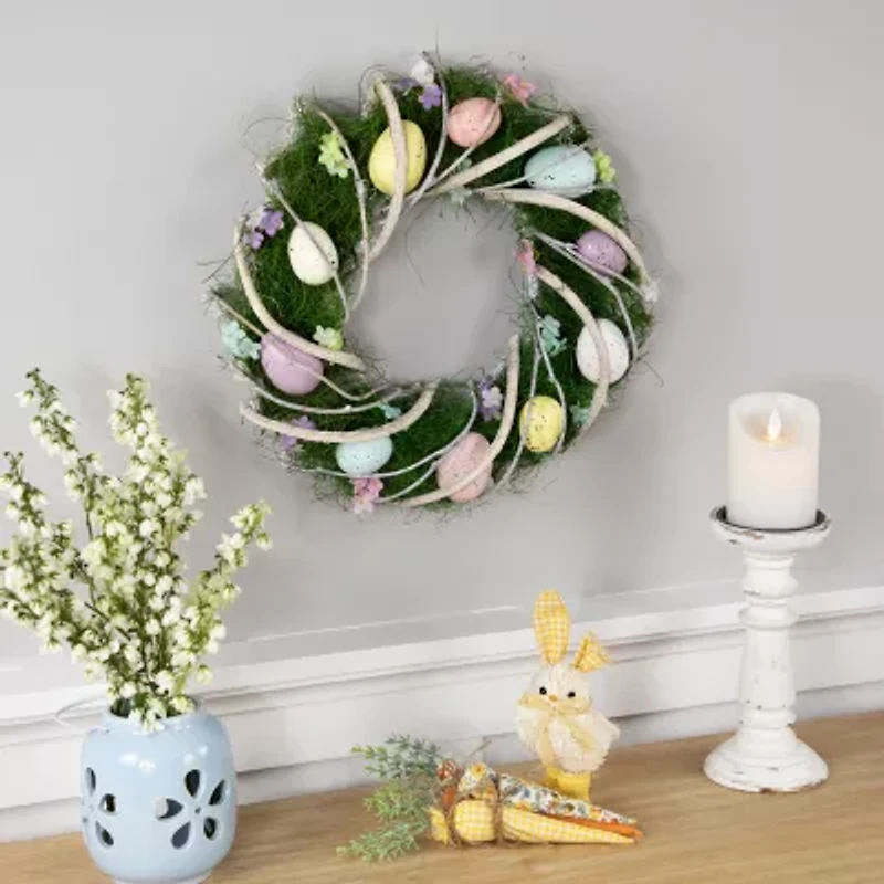 Northlight 15" Speckled Eggs And Spring Flowers Wreath