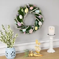 Northlight 15" Speckled Eggs And Spring Flowers Wreath