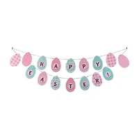 Northlight 70" Pastel Checkered And Striped Happy Hanging Banner