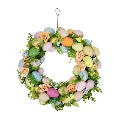 Northlight 15" Artificial Floral Egg Spring Wreath