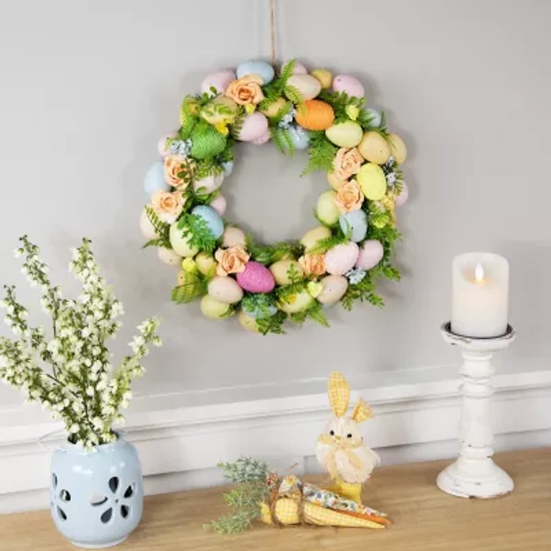 Northlight 15" Artificial Floral Egg Spring Wreath