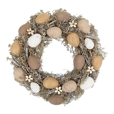Northlight 12" Natural Earth Speckled Egg Twig Wreath