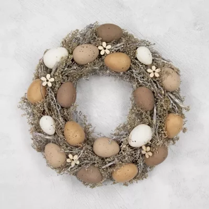 Northlight 12" Natural Earth Speckled Egg Twig Wreath