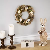 Northlight 14" Speckled Eggs And Feathers Artificial Wreath