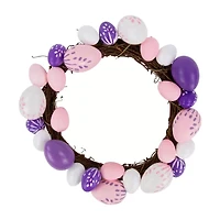 Northlight 10" Pink Purple And White Pastel Easter Egg Wreath