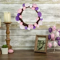 Northlight 10" Pink Purple And White Pastel Easter Egg Wreath