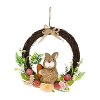 Northlight 12" Floral Grapevine Spring With Rabbit Wreath