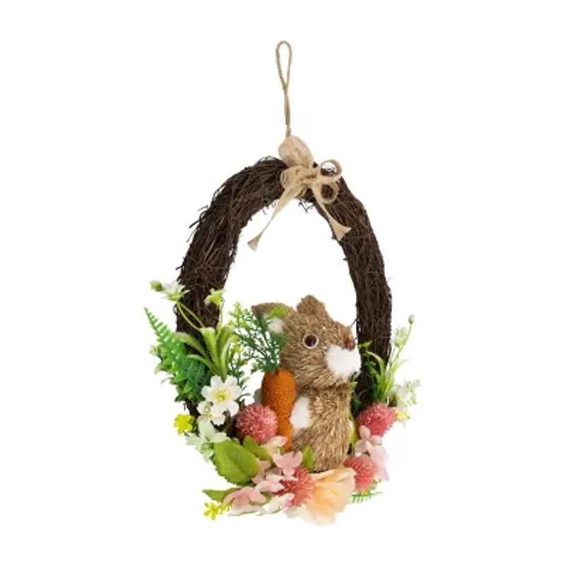 Northlight 12" Floral Grapevine Spring With Rabbit Wreath