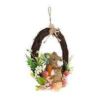 Northlight 12" Floral Grapevine Spring With Rabbit Wreath