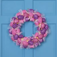 Northlight 20" Glittered Egg With Mesh Ribbons Wreath