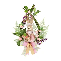 Northlight 22" Pink Flower Bunny Moss Vines Unlit Wreath