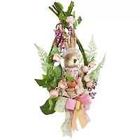 Northlight 22" Pink Flower Bunny Moss Vines Unlit Wreath