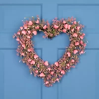 Northlight 18" Hearts And Rosebuds Artificial Heart Shaped Wreath