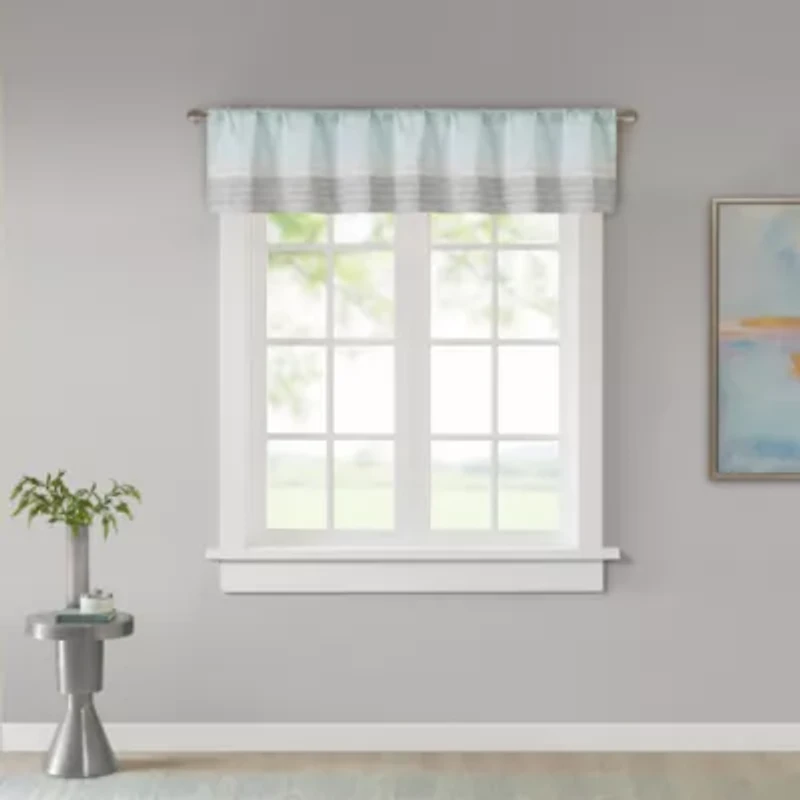 Madison Park Eastridge 50"W X 18"L Polyoni Pintuck-Striped Rod Pocket Tailored Valance