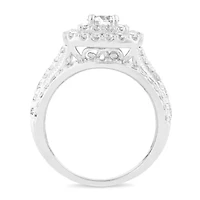 Womens 2 CT. T.W. Natural White Diamond 10K Gold Cushion Halo Engagement Ring