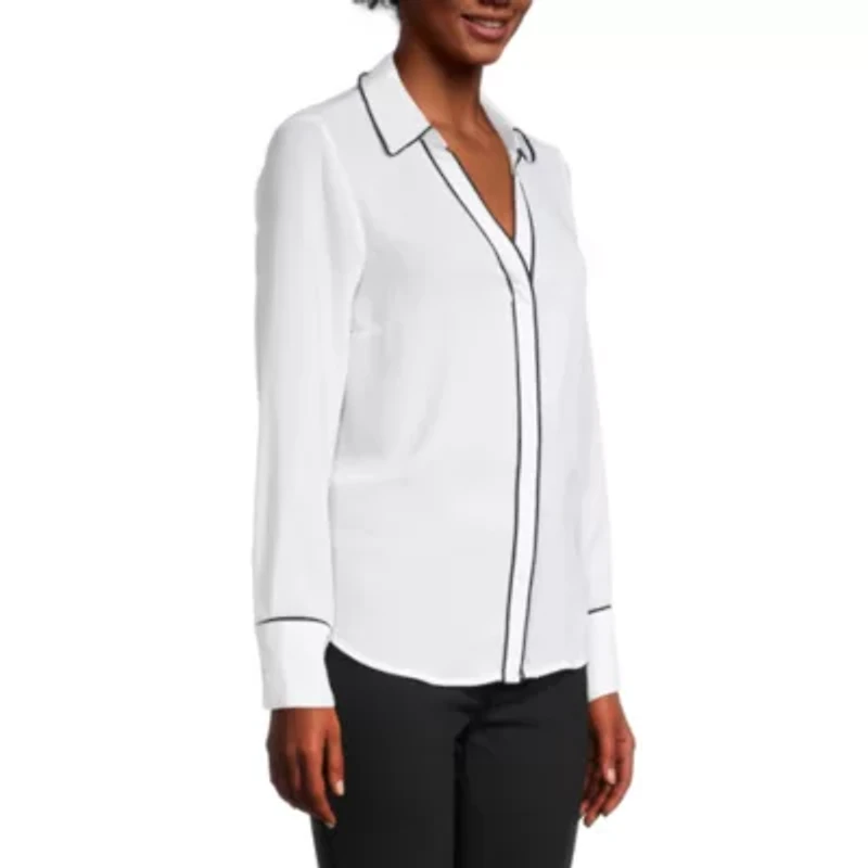 Liz Claiborne Womens Long Sleeve Vent Regular Fit Button-Down Shirt