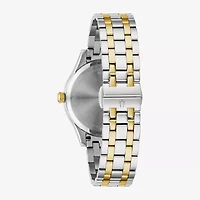Bulova Womens Two Tone Stainless Steel Leather Bracelet Watch 98p201