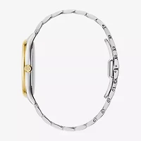 Bulova Womens Two Tone Stainless Steel Leather Bracelet Watch 98p201