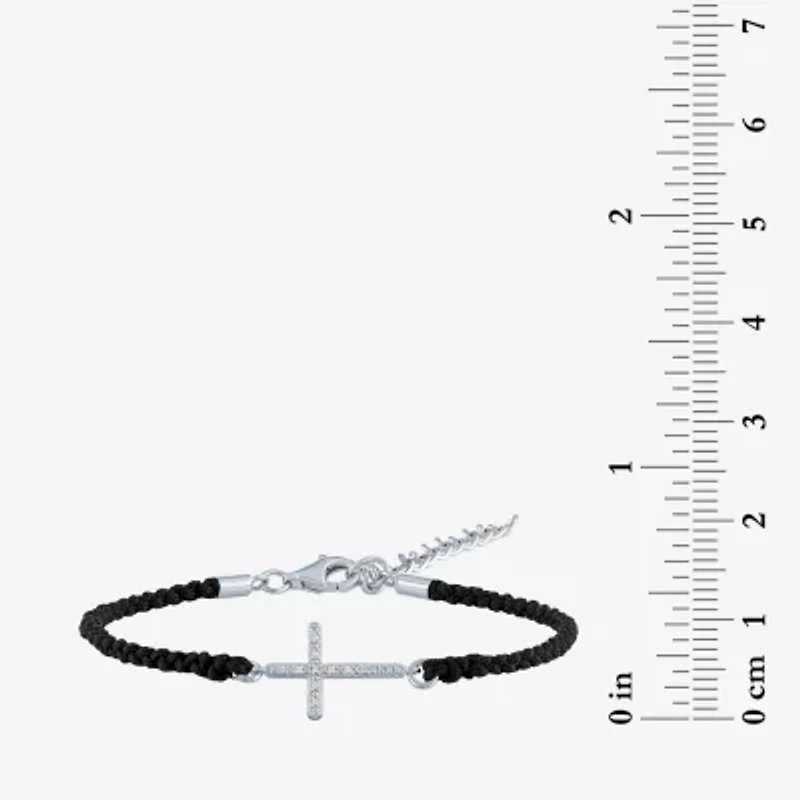 Diamond Accent Sideways Womens Diamond Accent Diamond Sterling Silver Cord Bracelet