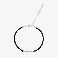 Diamond Accent Sideways Womens Diamond Accent Diamond Sterling Silver Cord Bracelet