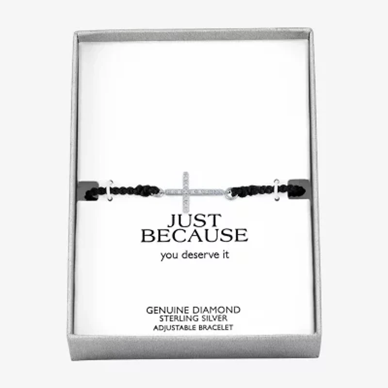 Diamond Accent Sideways Womens Diamond Accent Diamond Sterling Silver Cord Bracelet