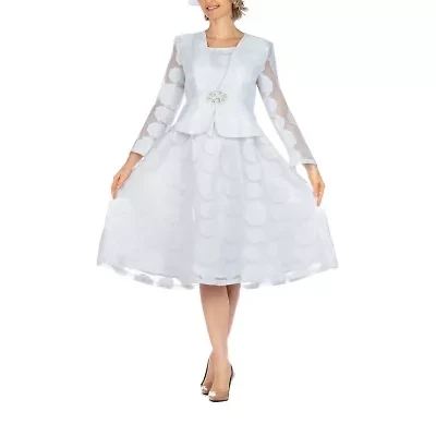 Giovanna Signature Womens Plus Embellished Floral Midi Jacket Dress