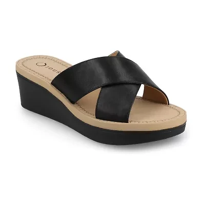 Journee Collection Cloudsteppers Womens Biara Wedge Sandals